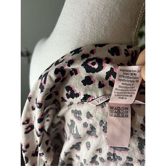 Victorias Secret Pink Black Long Sleeve Button Down Sleepwear Size Medium - Picture 5 of 6
